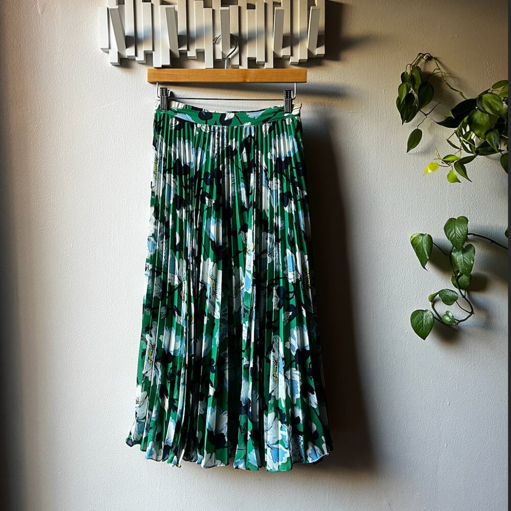 Anthropologie (Maeve) Pleated Floral Midi Skirt (Size: XS)